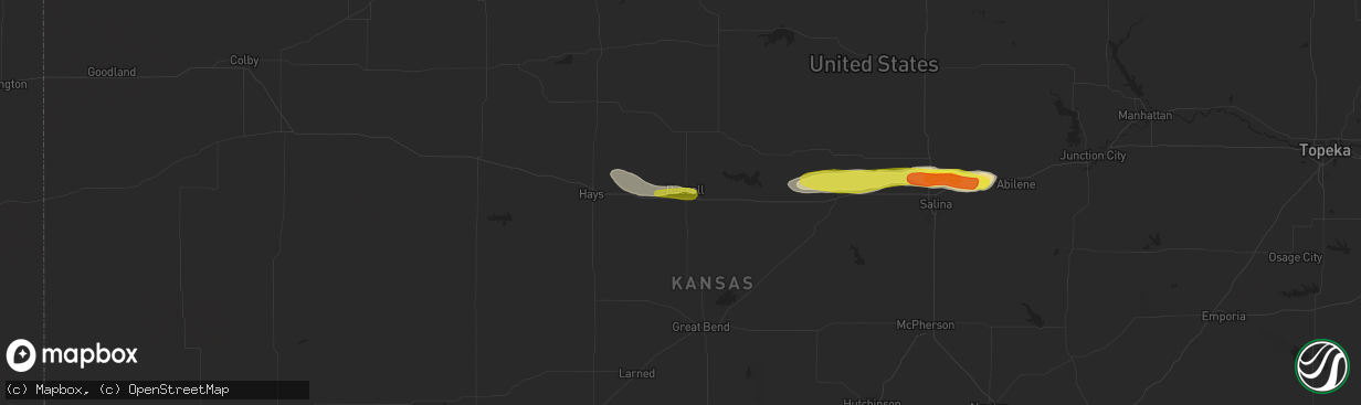 Hail map in Russell, KS on May 3, 2018