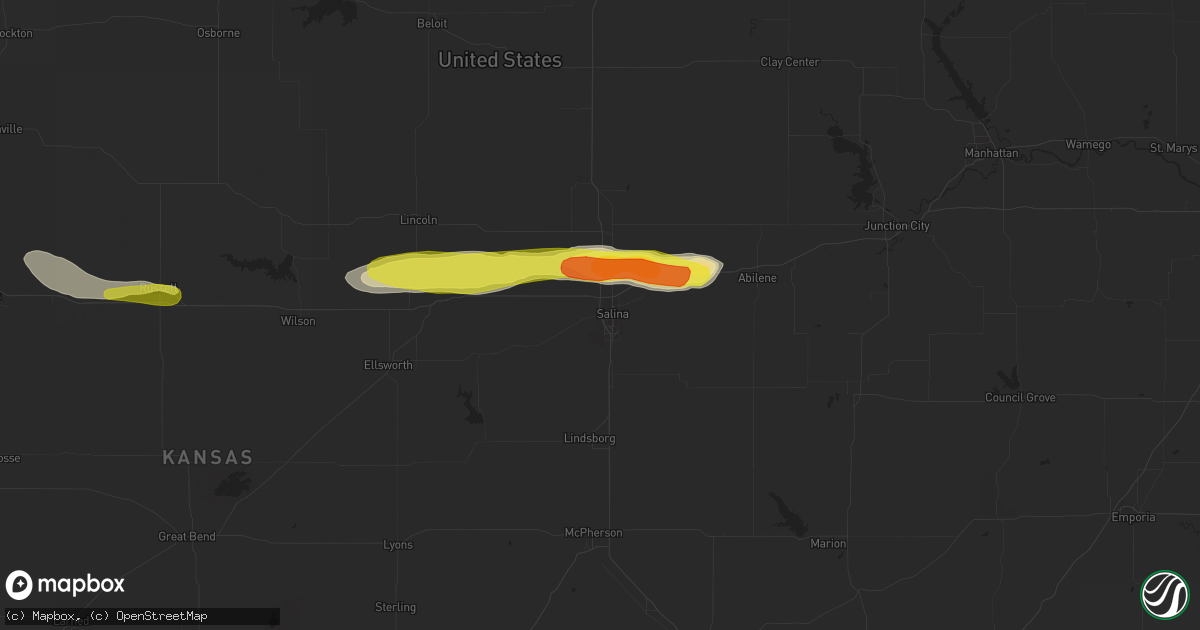 Hail map in Salina, KS on May 3, 2018