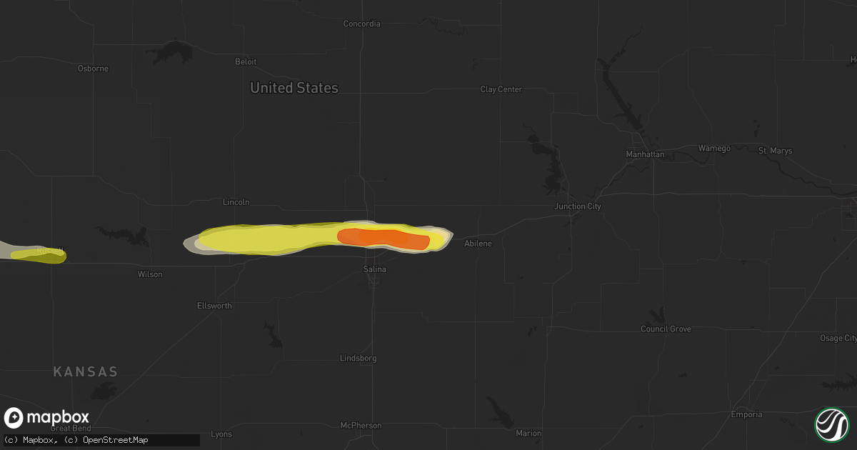 Hail map in Solomon, KS on May 3, 2018