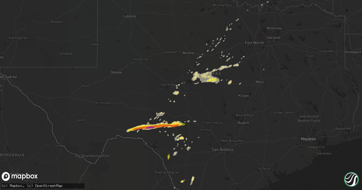 Hail map in Texas on May 3, 2018