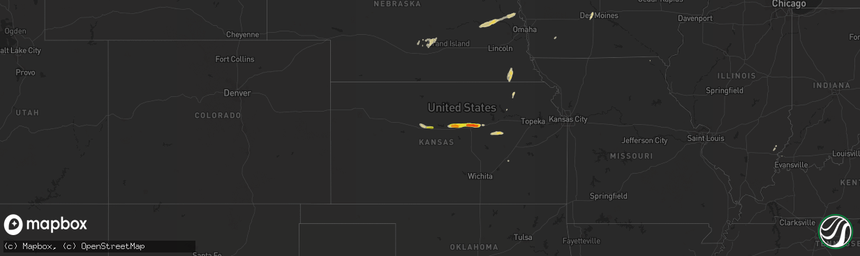 Hail map on May 3, 2018