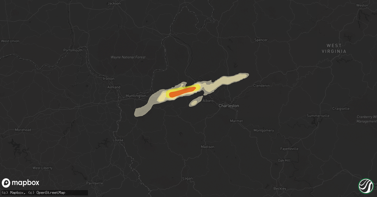 Hail map in Hurricane, WV on May 3, 2019