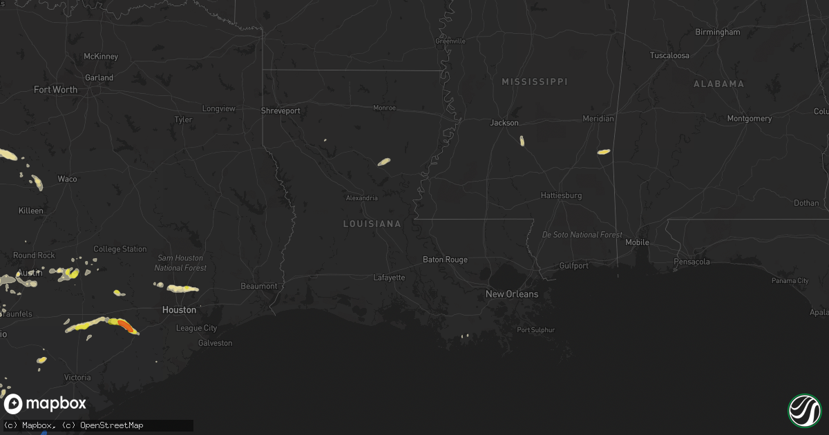 Hail map in Louisiana on May 3, 2019