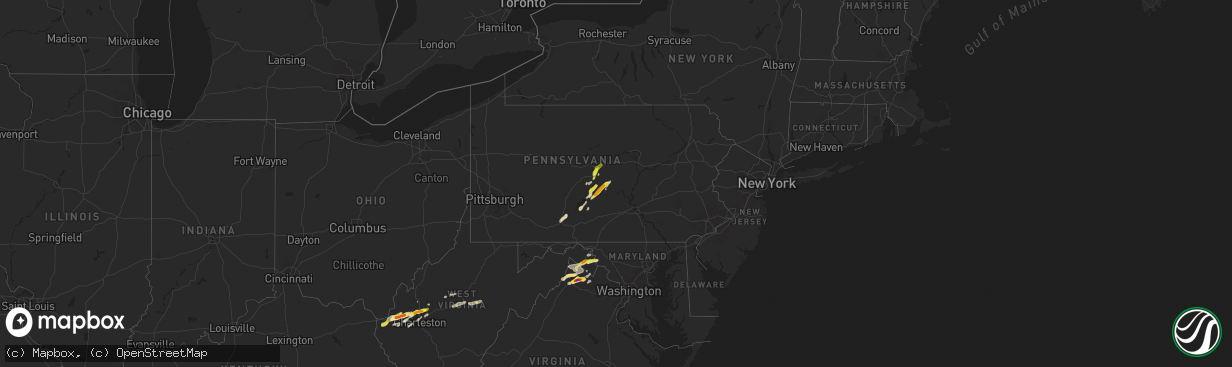 Hail map in Pennsylvania on May 3, 2019