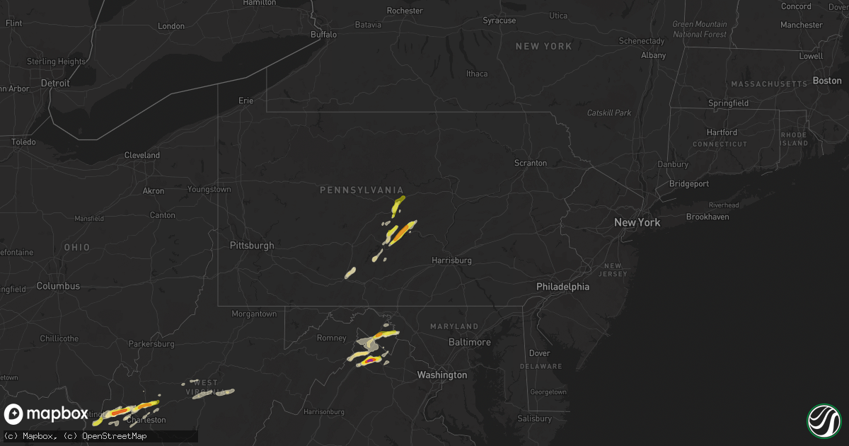 Hail map in Pennsylvania on May 3, 2019