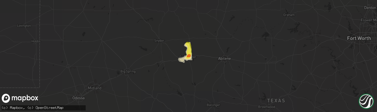 Hail map in Sweetwater, TX on May 3, 2019