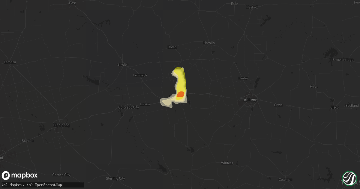 Hail map in Sweetwater, TX on May 3, 2019