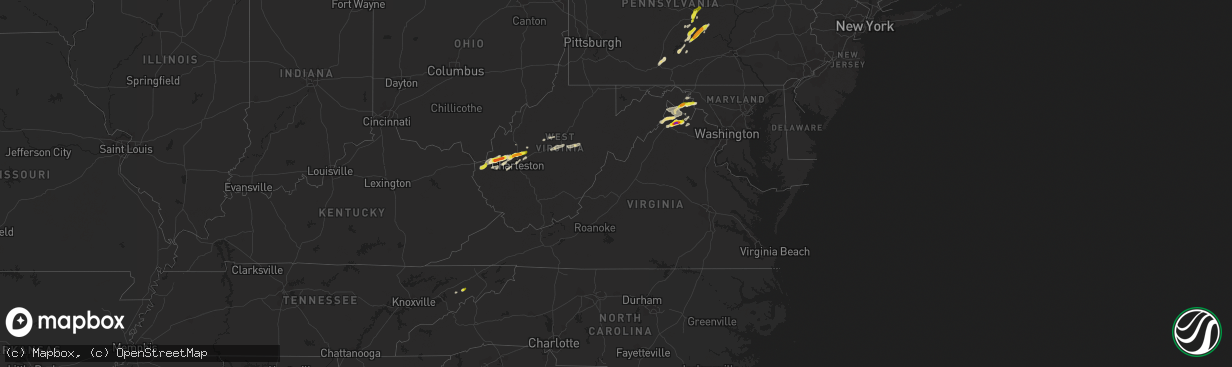 Hail map in Virginia on May 3, 2019