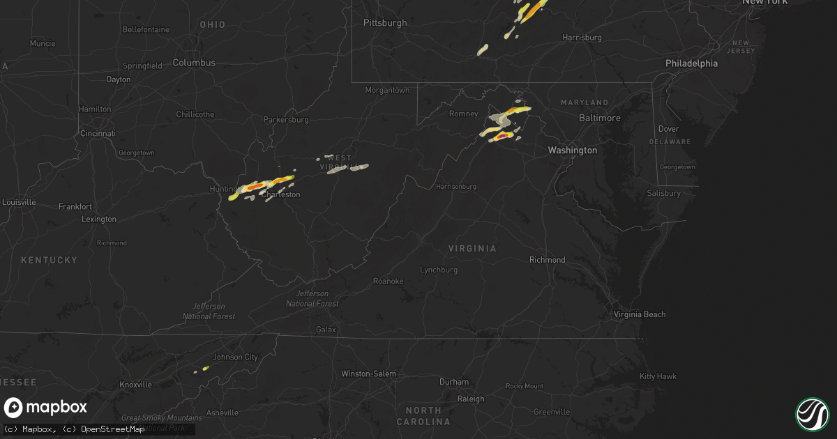 Hail map in Virginia on May 3, 2019