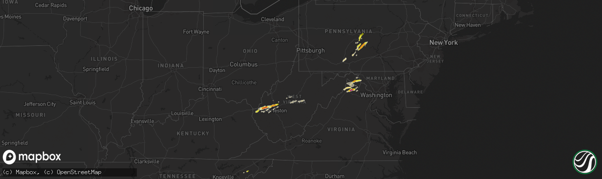 Hail map in West Virginia on May 3, 2019