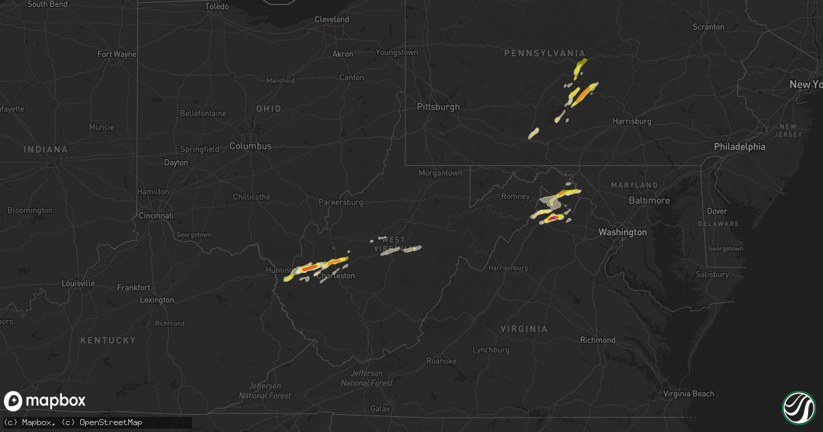 Hail map in West Virginia on May 3, 2019
