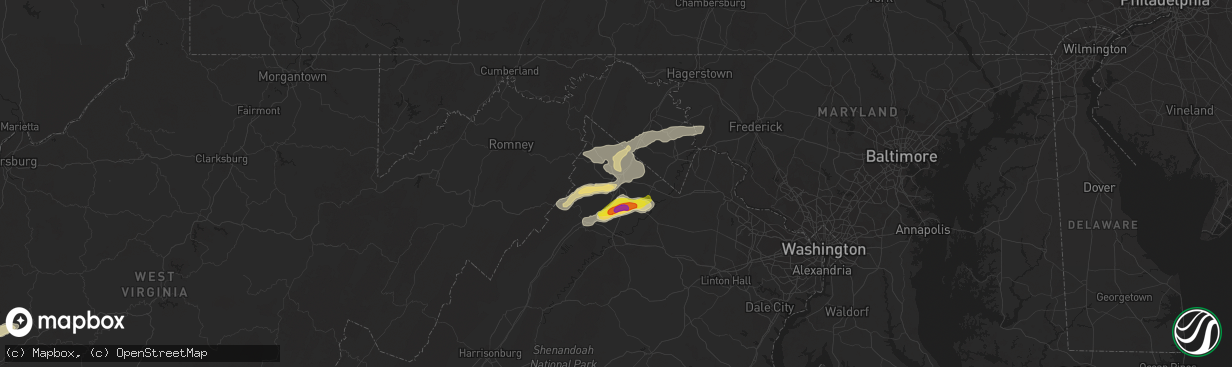 Hail map in Winchester, VA on May 3, 2019