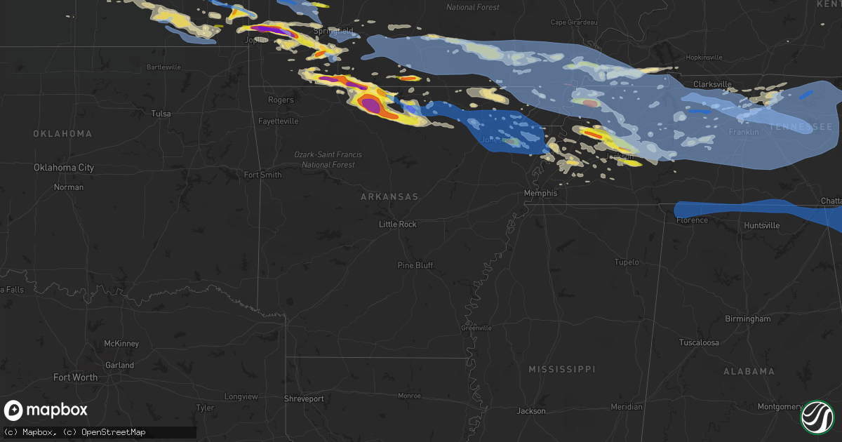 Hail map in Arkansas on May 3, 2020