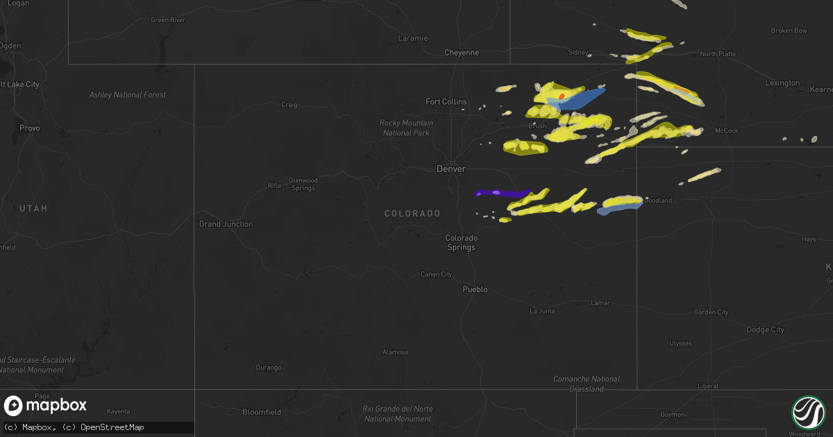 Hail map in Colorado on May 3, 2020
