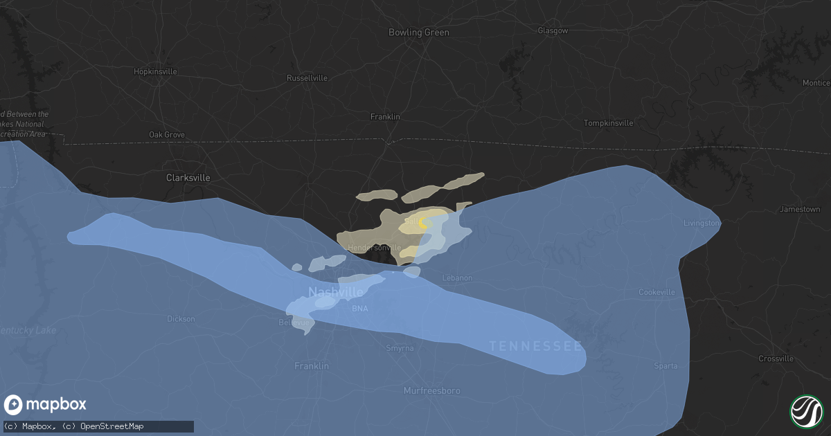 Hail map in Gallatin, TN on May 3, 2020