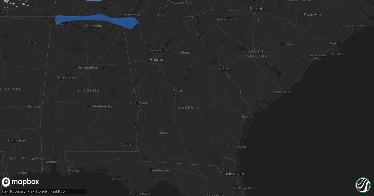 Hail map in Georgia on May 3, 2020