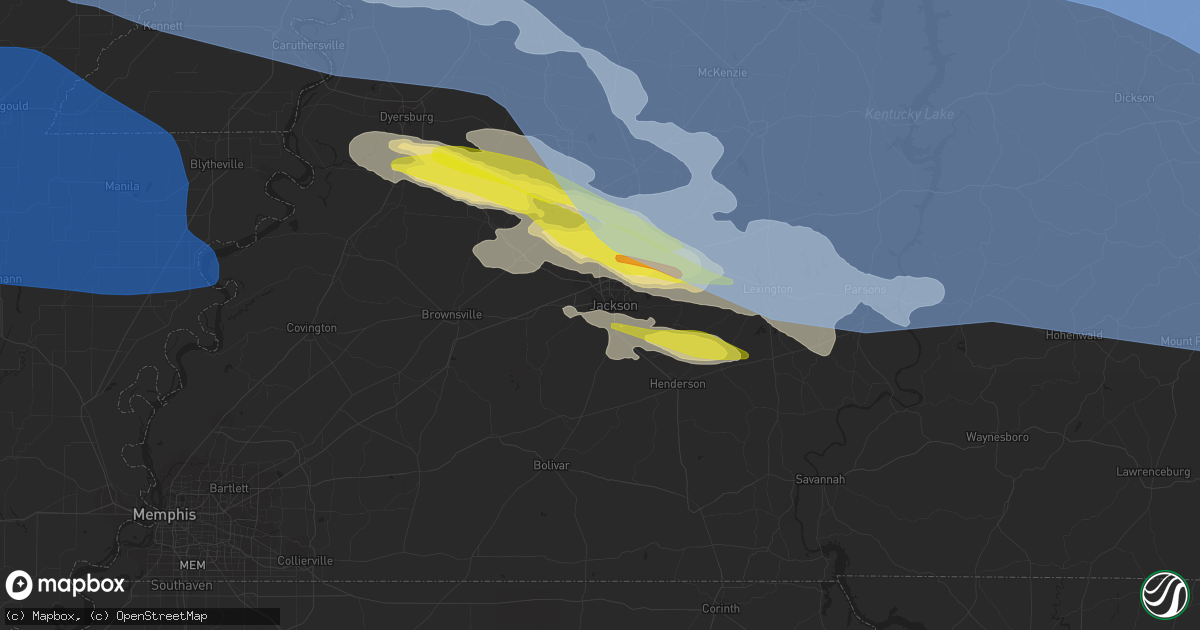 Hail map in Jackson, TN on May 3, 2020