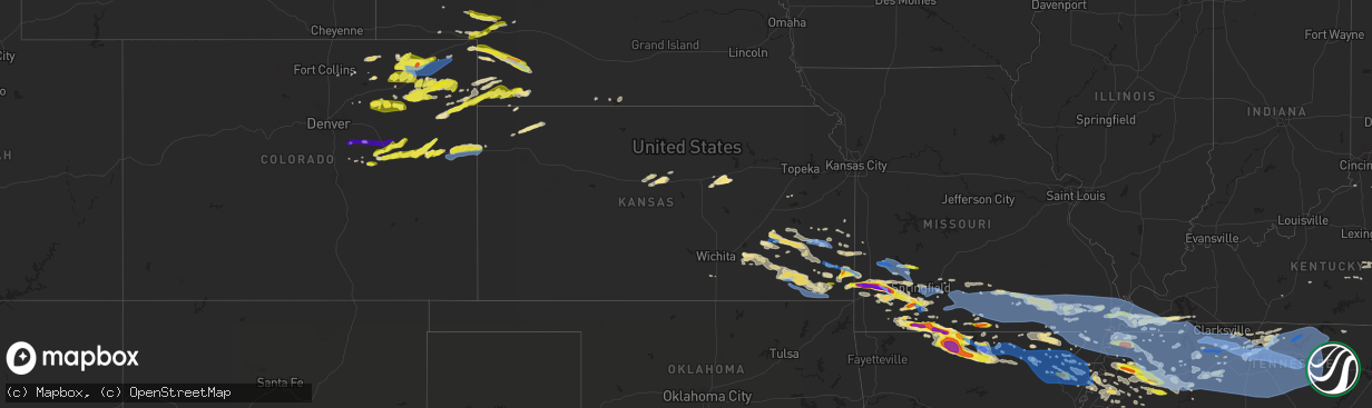 Hail map in Kansas on May 3, 2020