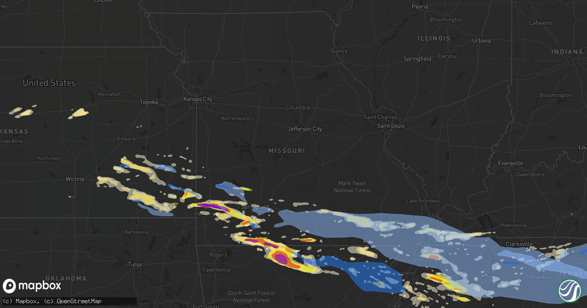 Hail map in Missouri on May 3, 2020