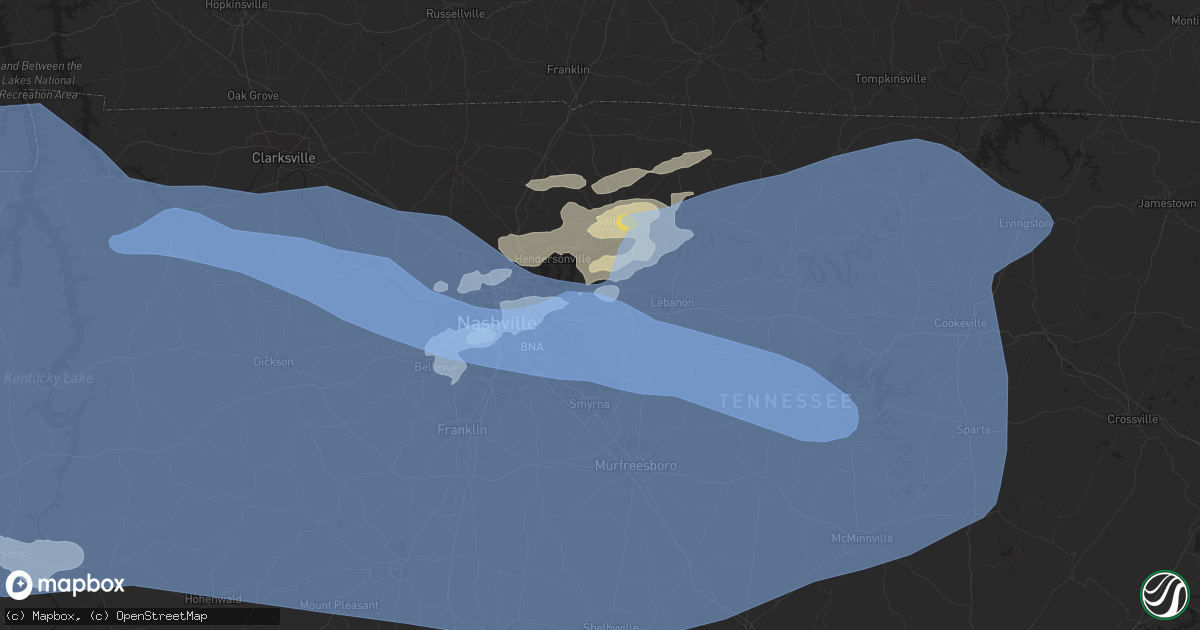 Hail map in Mount Juliet, TN on May 3, 2020