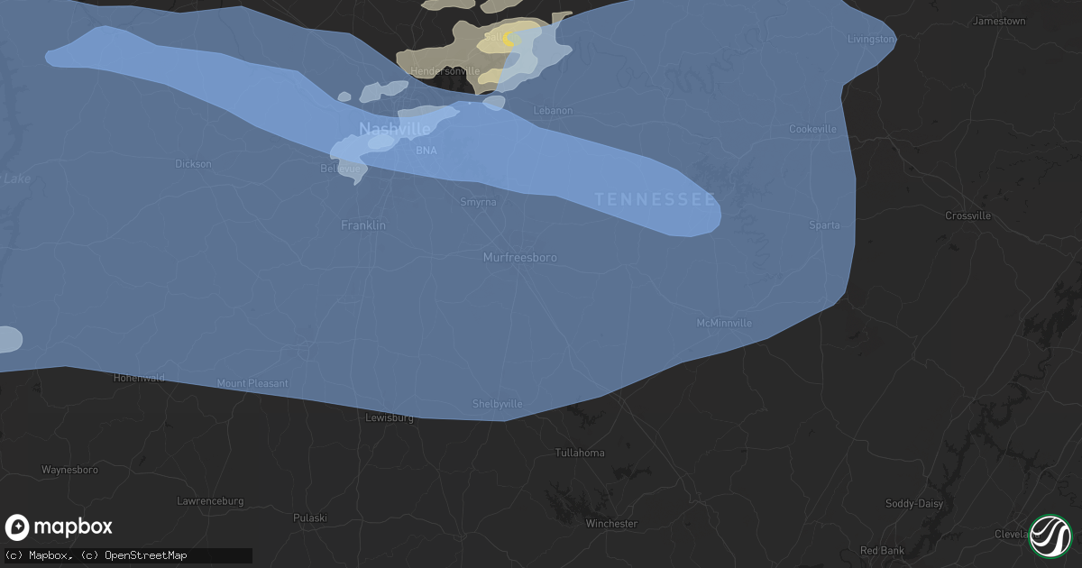 Hail map in Murfreesboro, TN on May 3, 2020