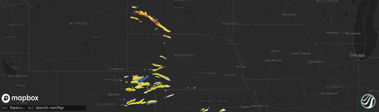 Hail map in Nebraska on May 3, 2020