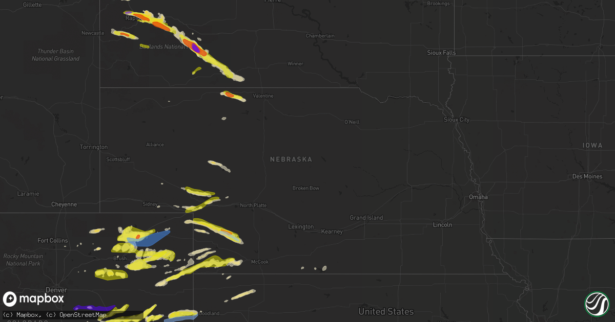 Hail map in Nebraska on May 3, 2020
