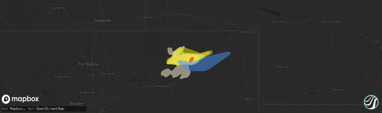Hail map in Sterling, CO on May 3, 2020