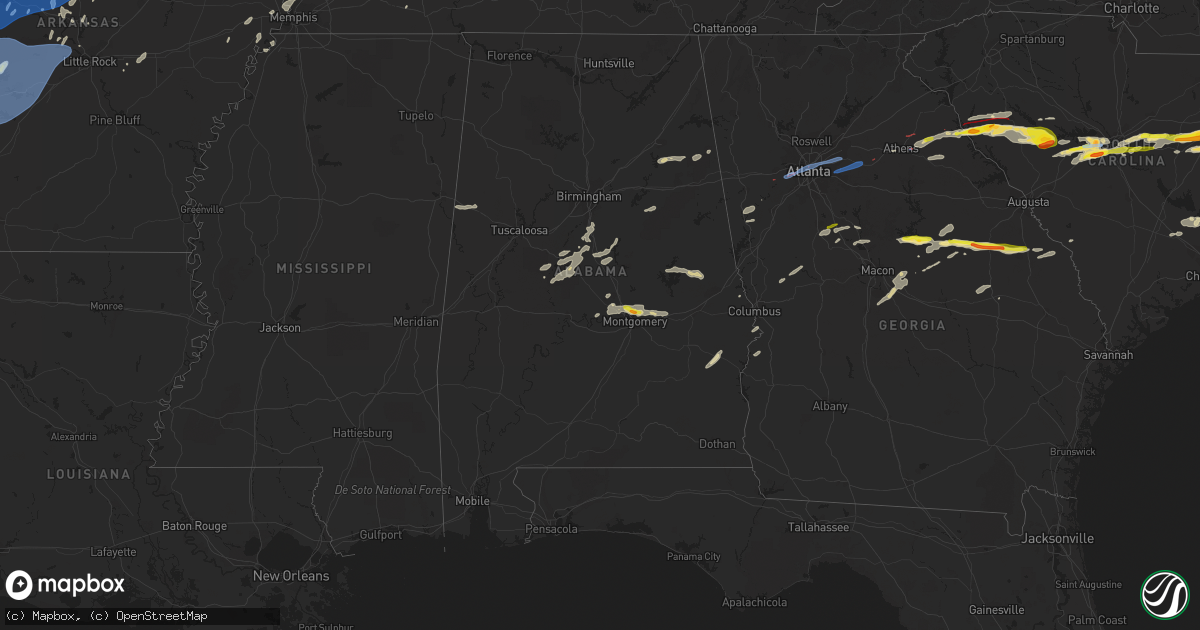 Hail map in Alabama on May 3, 2021