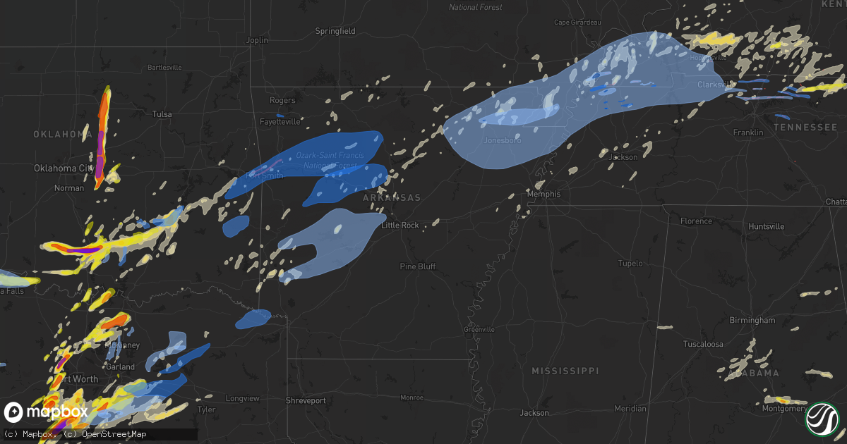 Hail map in Arkansas on May 3, 2021