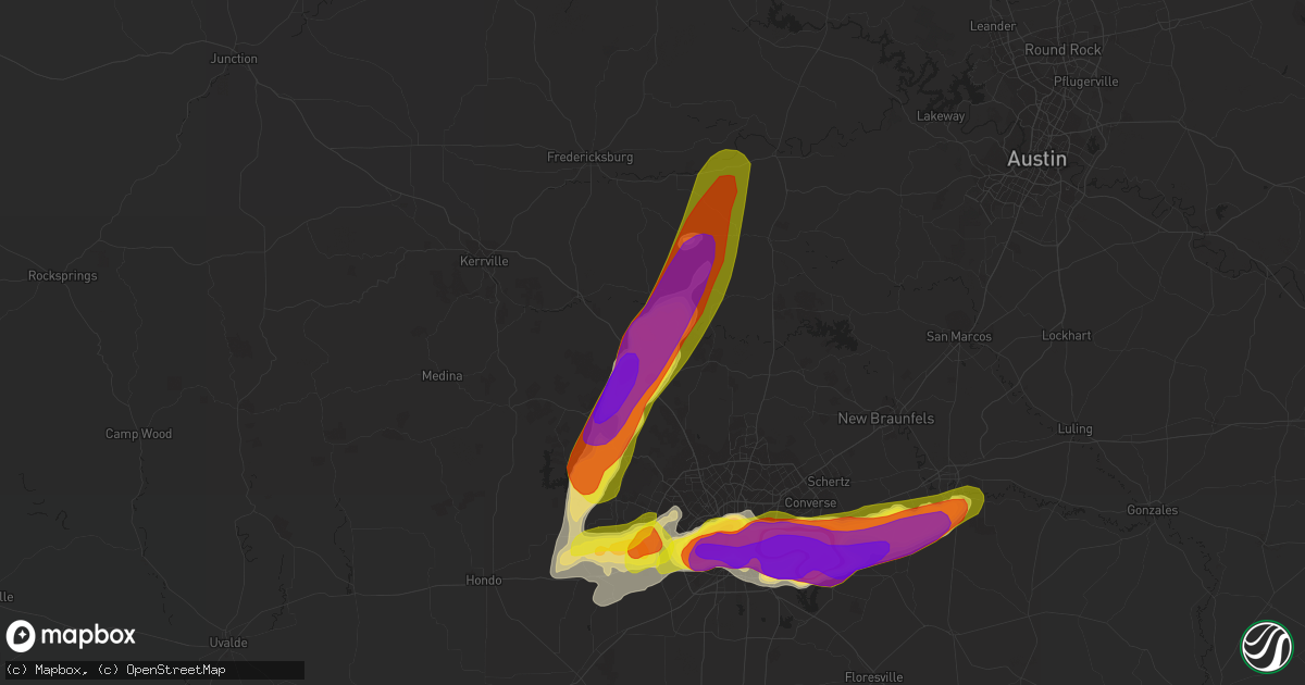 Hail map in Boerne, TX on May 3, 2021