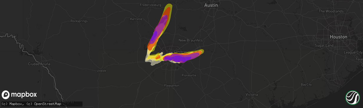 Hail map in Converse, TX on May 3, 2021