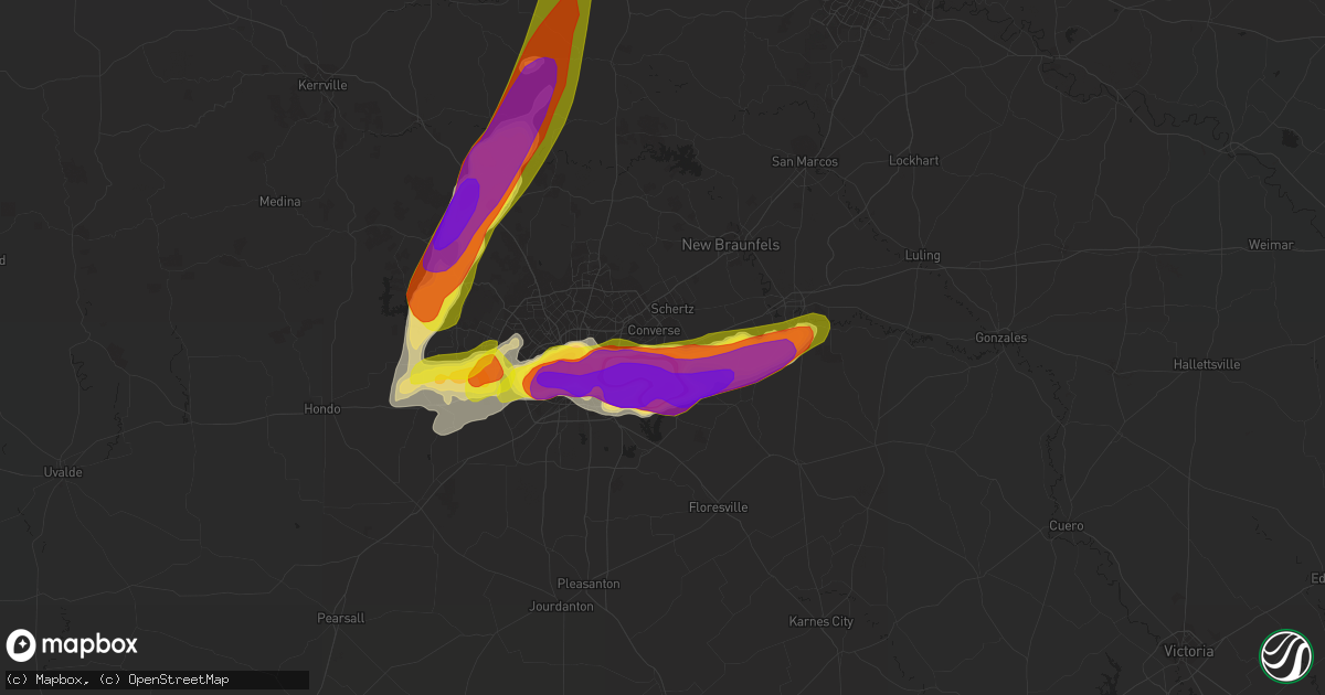 Hail map in Converse, TX on May 3, 2021
