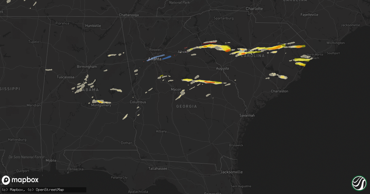 Hail map in Georgia on May 3, 2021