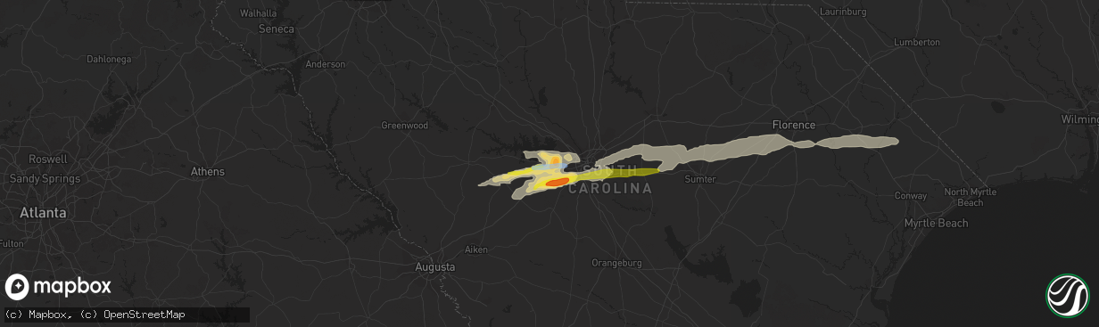 Hail map in Lexington, SC on May 3, 2021