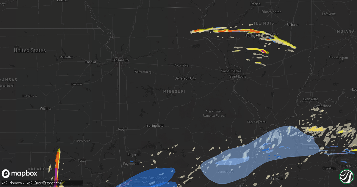 Hail map in Missouri on May 3, 2021