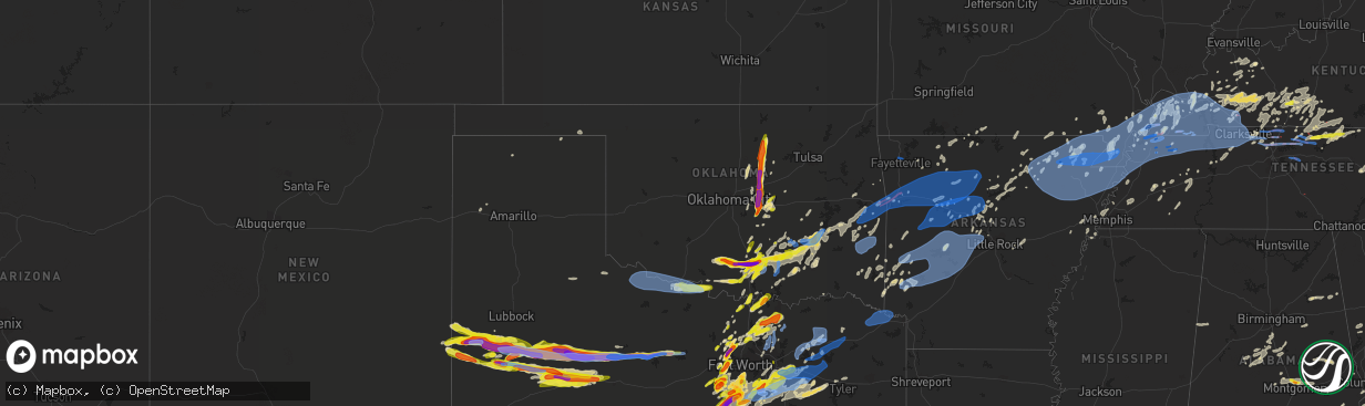 Hail map in Oklahoma on May 3, 2021