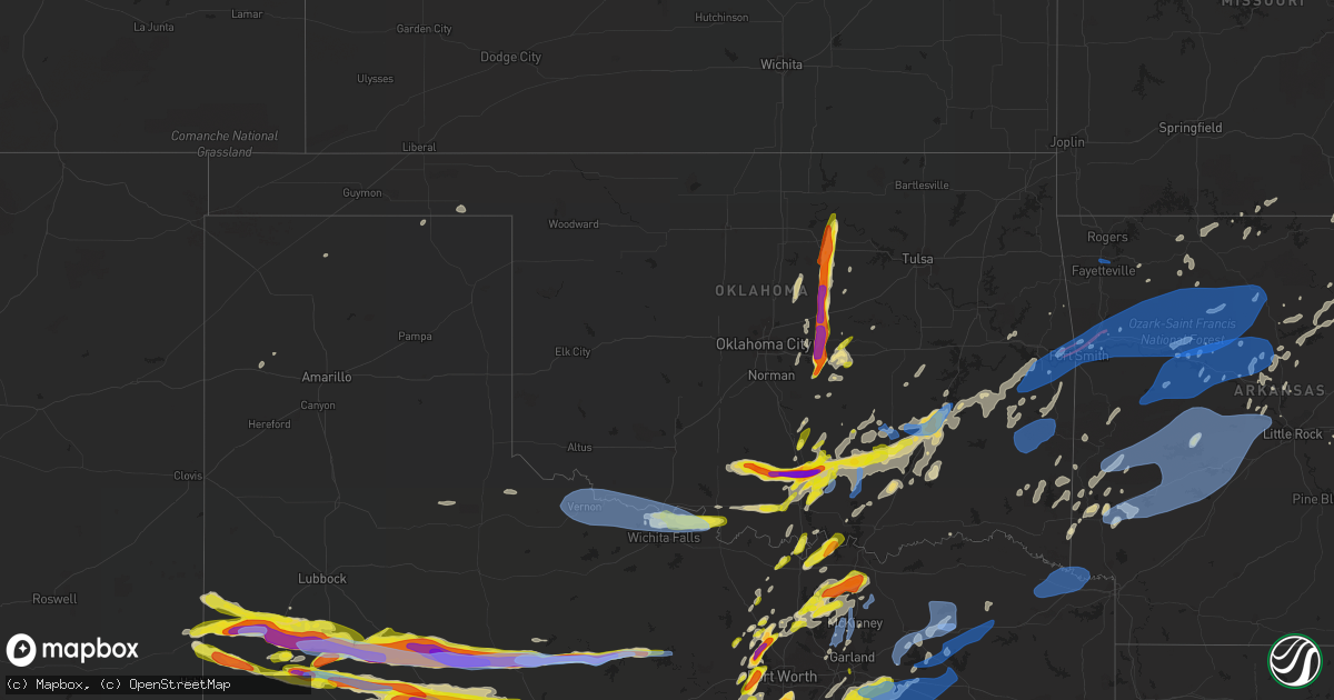 Hail map in Oklahoma on May 3, 2021