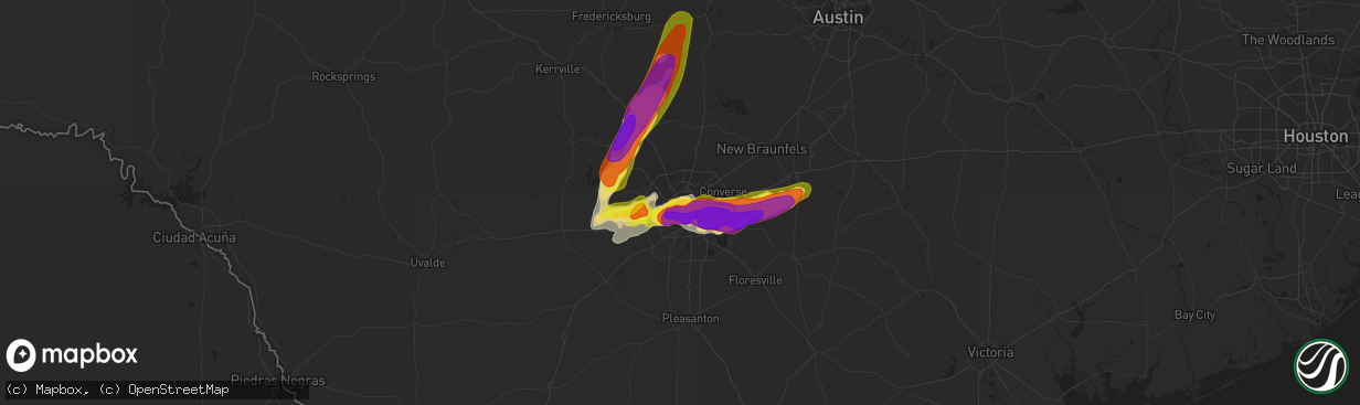 Hail map in San Antonio, TX on May 3, 2021