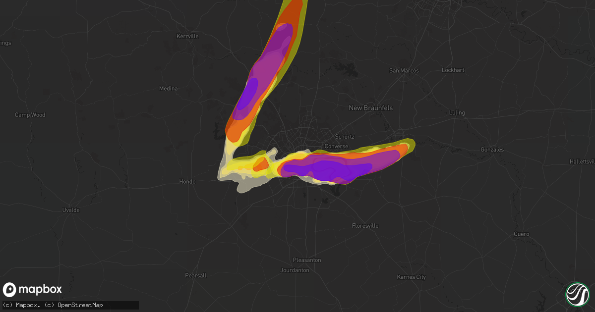 Hail map in San Antonio, TX on May 3, 2021