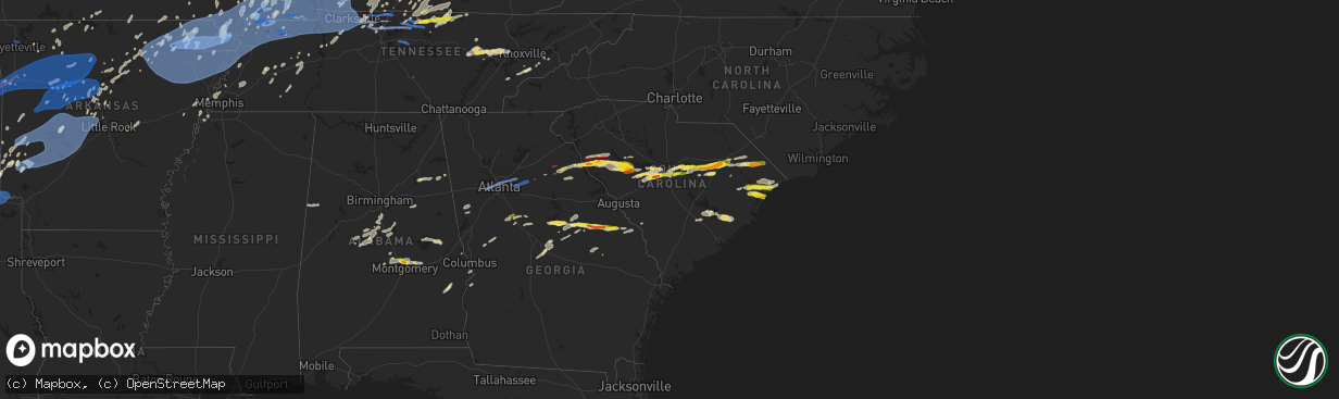 Hail map in South Carolina on May 3, 2021