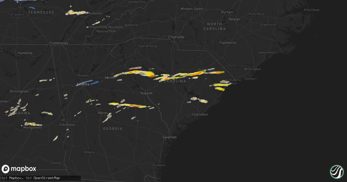 Hail map in South Carolina on May 3, 2021