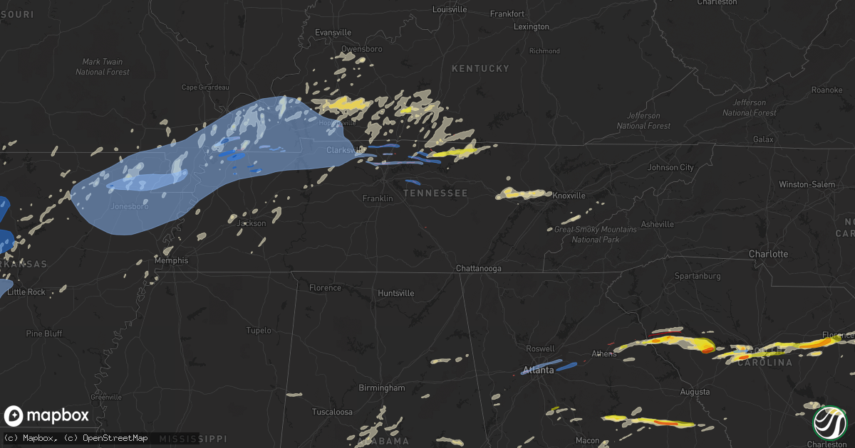 Hail map in Tennessee on May 3, 2021