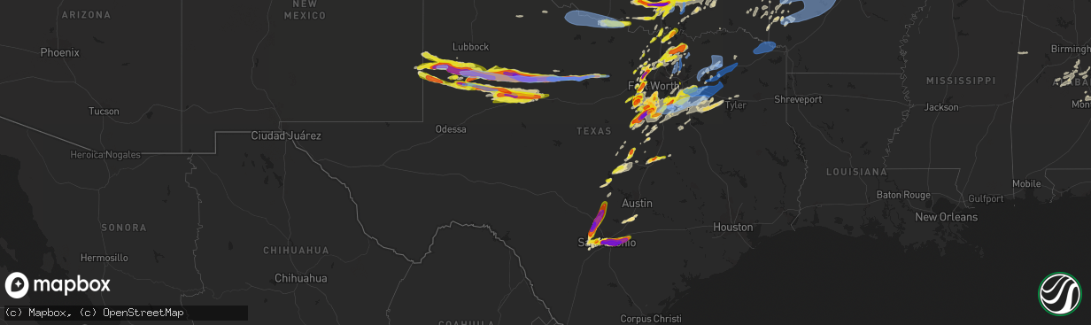 Hail map in Texas on May 3, 2021