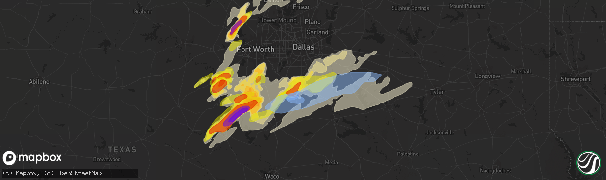 Hail map in Waxahachie, TX on May 3, 2021