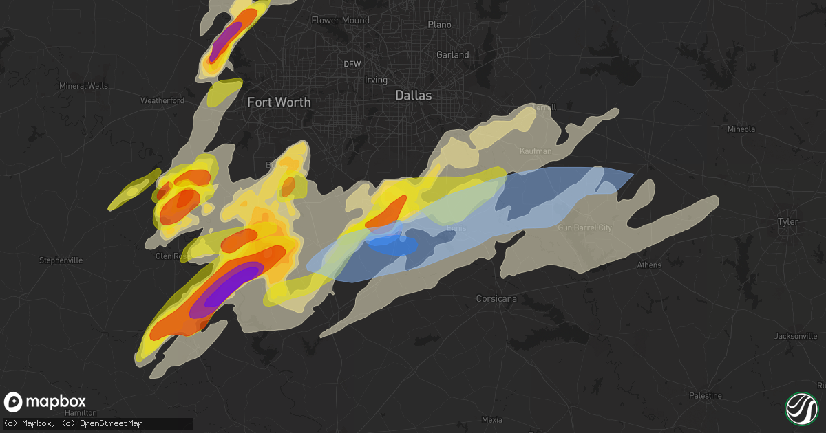 Hail map in Waxahachie, TX on May 3, 2021
