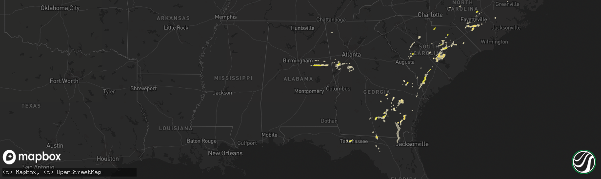 Hail map in Alabama on May 3, 2022