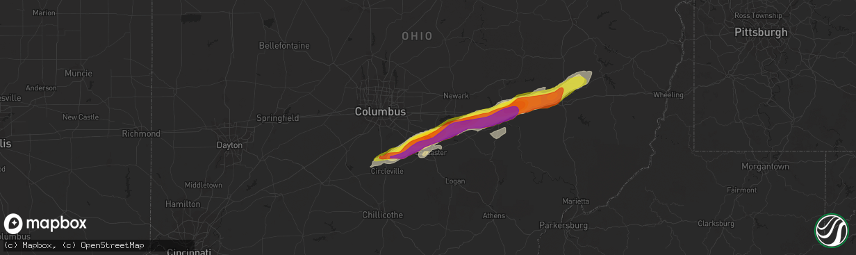 Hail map in Baltimore, OH on May 3, 2022