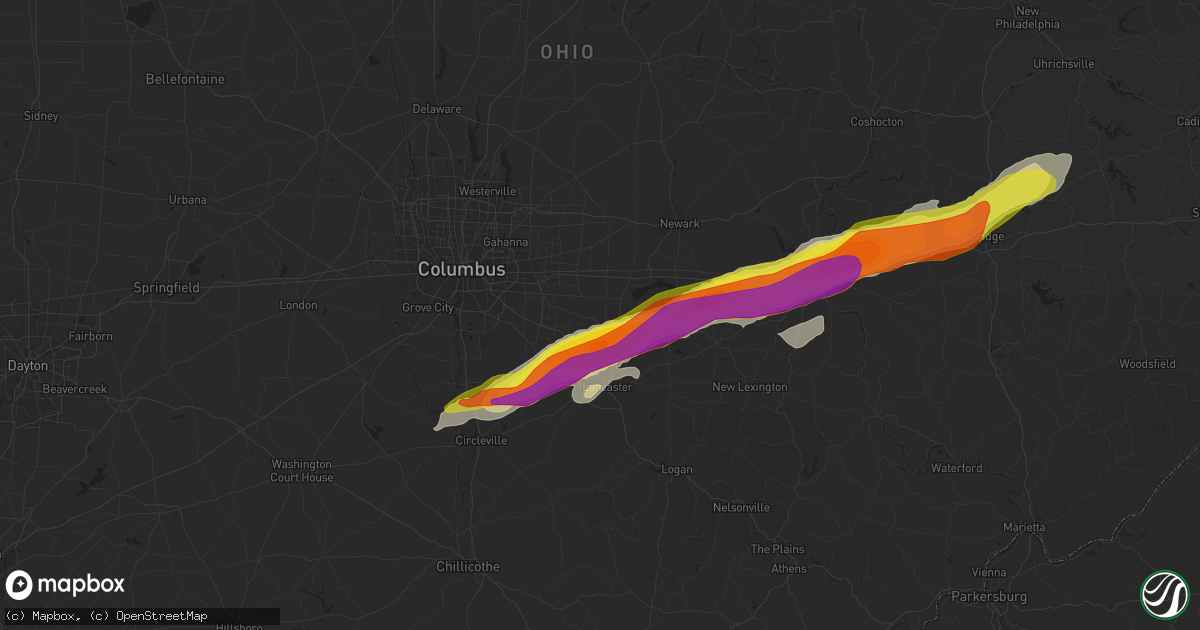 Hail map in Baltimore, OH on May 3, 2022