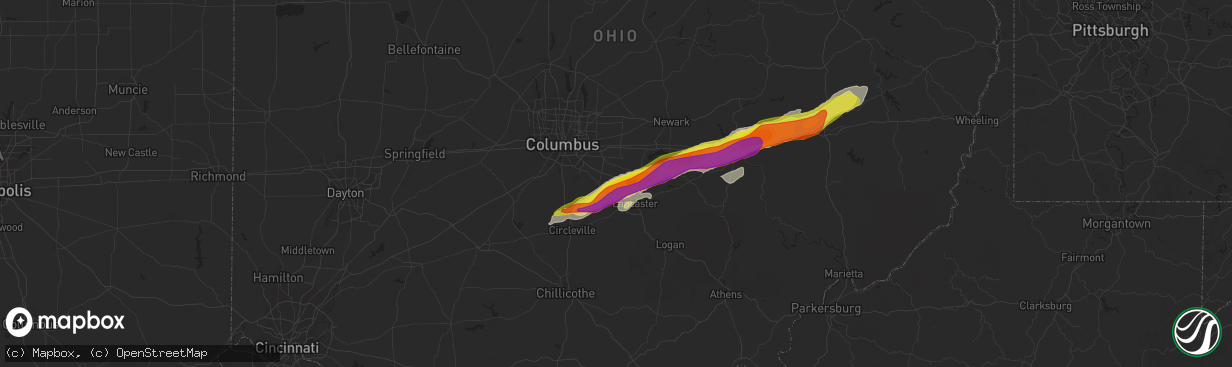 Hail map in Carroll, OH on May 3, 2022